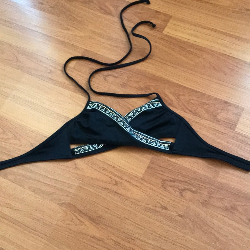Black Bikini Top with Beaded Accent